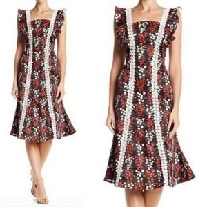 Few Moda Floral Lace Detailed Dress Black Red White Sleeveless XS Summer NEW